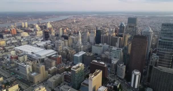 Paysage Urbain Philadelphie Avec Gratte Ciel Arrière Plan Golden Hour — Video