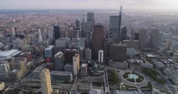 Philadelphia Cityscape Skyscrapers Background Golden Hour Light — Video