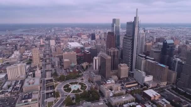 Philadelphia Cityscape Yang Indah Dengan Skyscrapers Logan Square Cathedral City — Stok Video