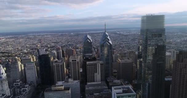 Cityscape Philadelphia Business District Downtown Sunlight Пенсильванія — стокове відео