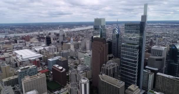 Paysage Urbain Nuageux Philadelphie Avec Gratte Ciel Affaires Hôtel Ville — Video