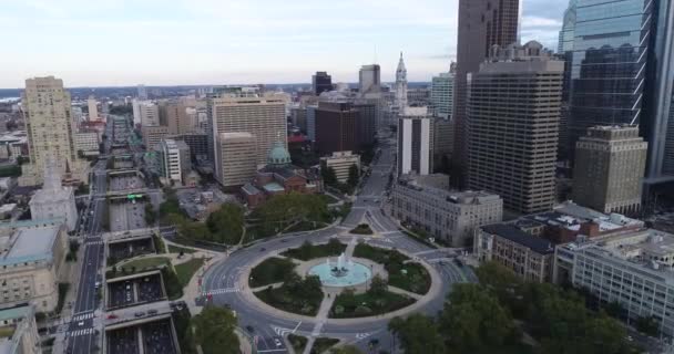 Logan Square Fountain Philadelphia Cityscape Cathedral City Hall Temple Background — Stockvideo