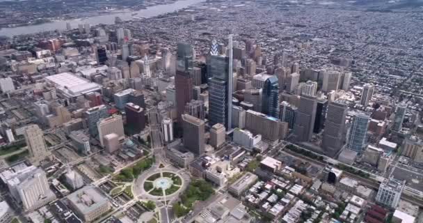 Hermoso Paisaje Urbano Filadelfia Rascacielos Negocios Delaware River City Hall — Vídeos de Stock