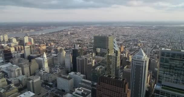 2016 Philadelphia Cityscape Skyscrapers Background Sunny Day — 비디오