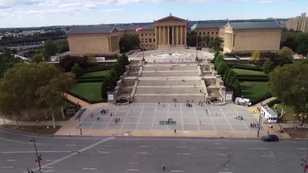 Philadelphia Művészeti Múzeum Rocky Steps Ericsson Szökőkút Eli Kirk Price — Stock videók