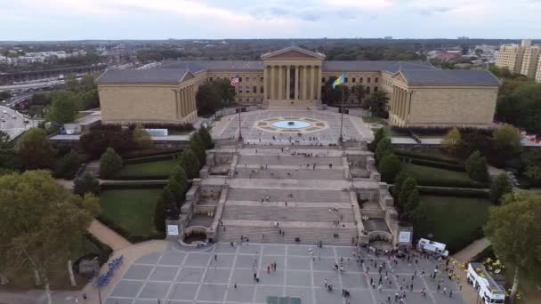 Museo Arte Filadelfia Rocky Steps Pennsylvania Gente Bailando Primer Plano — Vídeos de Stock