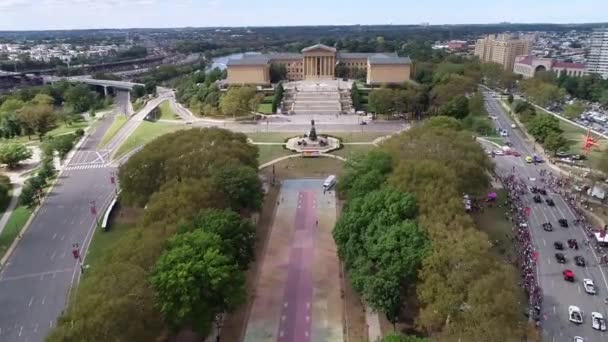 Philadelphia Museum Art Rocky Steps Background Made America Pennsylvania Drone — 图库视频影像