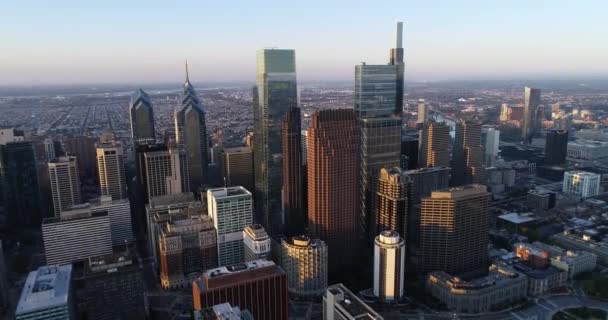 Paysage Urbain Philadelphie Coucher Soleil Arrière Plan Quartier Des Affaires — Video