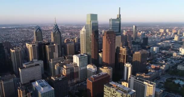 Philadelphia Cityscape Sunset Light Background Business District — Αρχείο Βίντεο