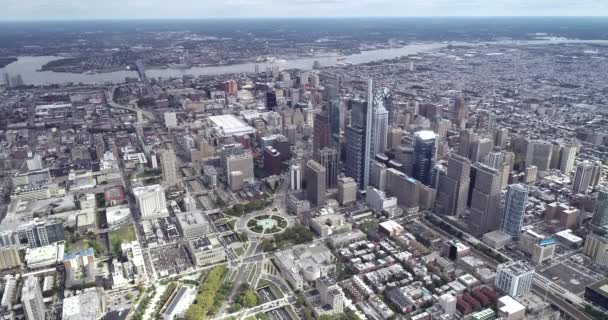 Philadelphia Cityscape Obchodní Čtvrti Řeky Pozadí Kvalita — Stock video