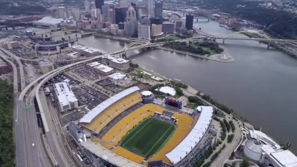 Aerial View Football Stadium Pittsburgh Pensilvânia Vista Estádio Céu — Vídeo de Stock