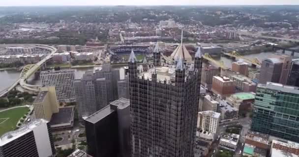 Pittsburgh City Pennsylvania Distrito Negocios Centro Rascacielos Torres Segundo Plano — Vídeo de stock