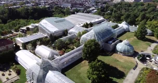 米国ペンシルベニア州ピッツバーグのフィップス音楽院と植物園 シェンリー公園の園芸ハブには 植物園とスチールガラスのビクトリア朝の温室があります — ストック動画