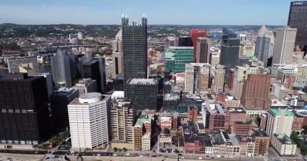 Vista Aérea Pittsburgh Pensilvânia Durante Dia Com Distrito Negócios Tráfego — Vídeo de Stock