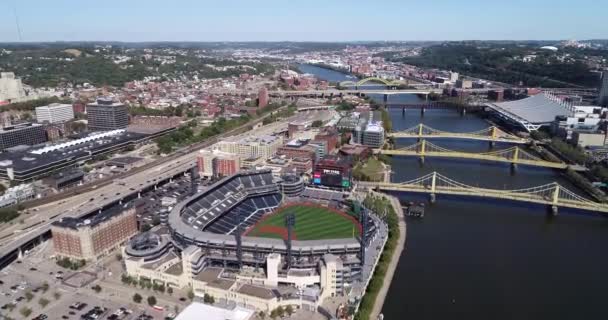 Aerial View Pittsburgh Pennsylvania Daytime Pnc Park Pittsburgh Pirates — Vídeos de Stock