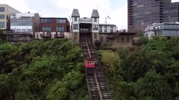 Pittsburgh City Skyline Duquesne Incline Funicular Pennsylvania — Vídeos de Stock