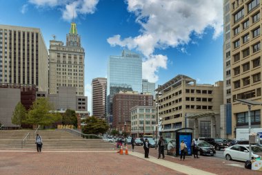 Baltimore, Maryland - October 03, 2019: Baltimore Downtown and Business District. Traffic Vehicles. Maryland