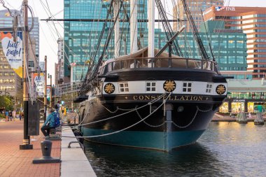 Baltimore, Maryland - October 04, 2019: USS Constellation Historic Ship in Baltimore, Maryland. clipart