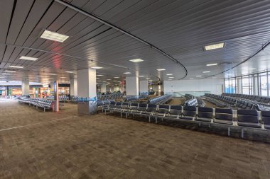 Newark, New Jersey - October 08, 2019: Empty Airport. Departure Area with Empty Seats