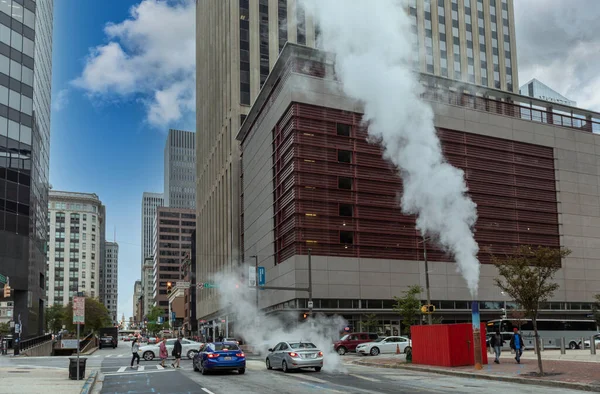 Baltimore Maryland October 2019 Baltimore Downtown Street Water Steam Traffic — Photo