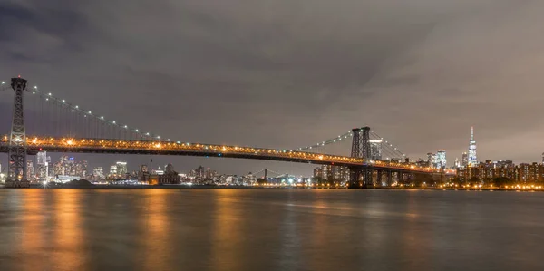Williamsburg Bridge Hängbro New York City Tvärs Över East River — Stockfoto