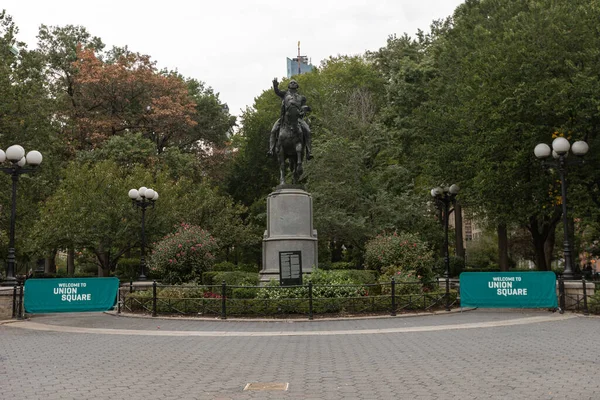 Manhattan Nyc Października 2019 Plac Manhattanie Pomnik George Washingtona — Zdjęcie stockowe
