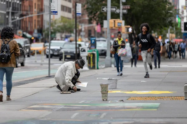 Manhattan Nyc October 2019 Street Painting Artist Manhattan Nyc — 图库照片