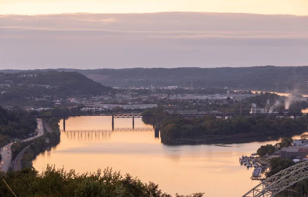 Река Огайо Остров Бруно Питтсбурге Пенсильвания Закат — стоковое фото