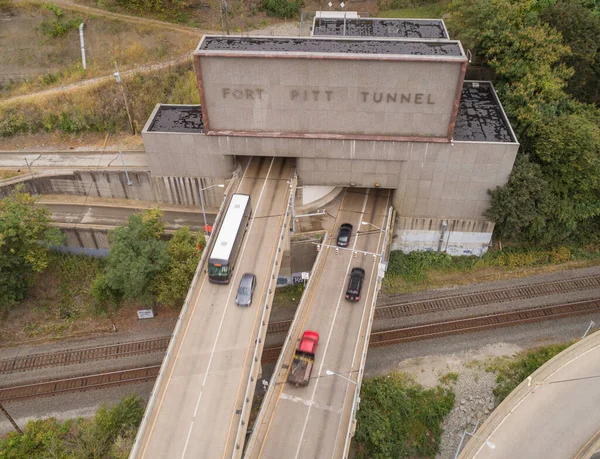 Fort Pitt Bridge Och Tunnel Pittsburgh Pennsylvania Monongahela Floden Och — Stockfoto