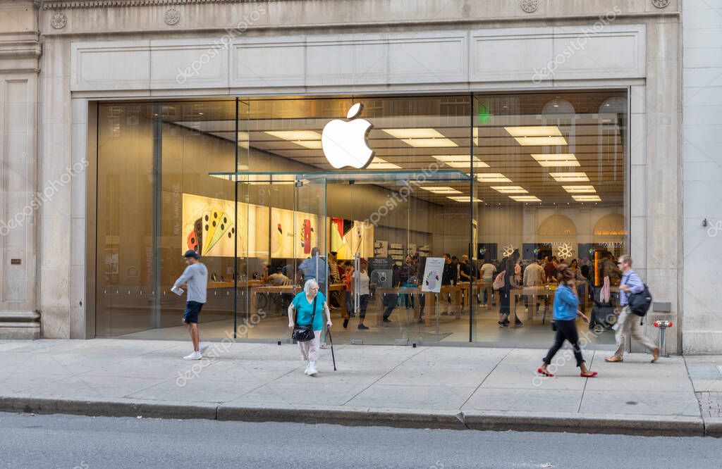 PHILADELPHIA, PENNSYLVANIA - OCTOBER 01, 2019: Apple Store in Philadelphia, Pennsylvania