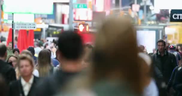 Fast View Anonymous Urban Crowd Commuters Unrecognizable Tourists Walking Manhattan — Stok video