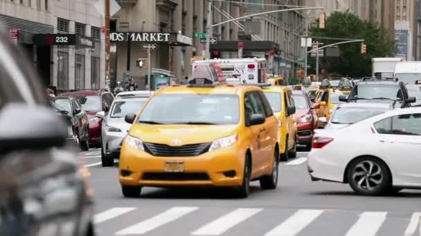 Der Berufsverkehr New York City Manhattan Verkehr Und Taxis Hintergrund — Stockvideo