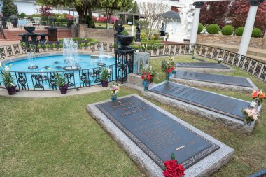 Elvis Presley Grave in Graceland. Minnie Mae Presley. Memphis, Tennessee. USA clipart