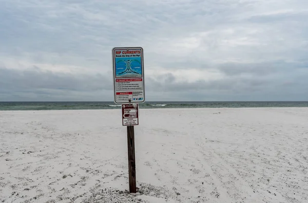 Rip Currents. Break the grip of the Rip. Sign on the beach in Pensacola, Florida.