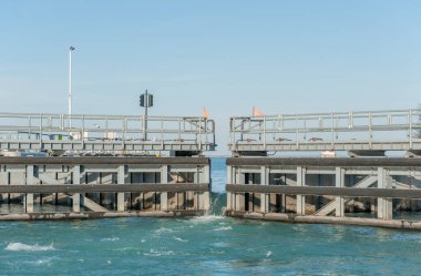 Chicago river gate in Illinois, Chicago River. Illinois