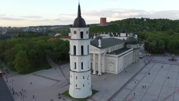 Bell Tower Vilnius Old Town Lithuania Gediminas Castle Cathedral Bell — Stockvideo
