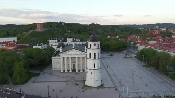 Bell Tower Vilnius Old Town Lithuania Gediminas Castle Cathedral Bell — ストック動画