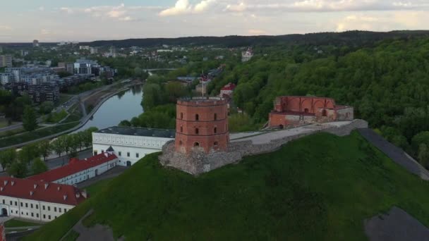 Gediminas Castle Vilnius Old Town Lithuania Sightseeing Object One Most — Vídeos de Stock