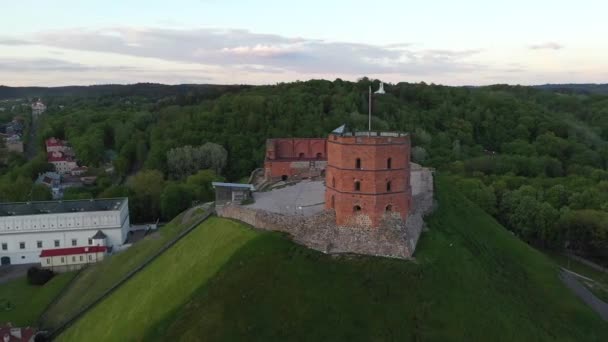 Gediminas Castle Vilnius Old Town Lithuania Hill Three Crosses Background — Vídeos de Stock