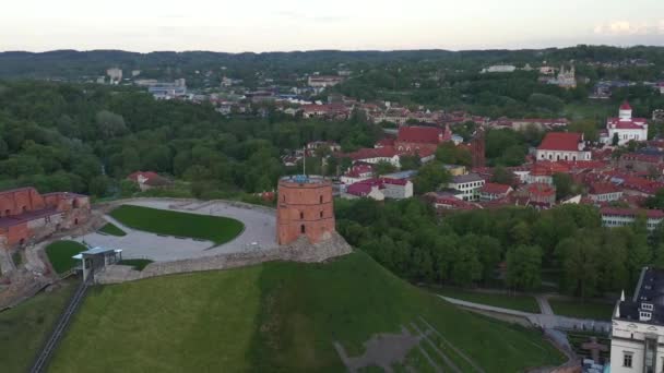 Замок Гедимінас Старе Місто Вільнюс Литві Бачу Єкт Один Найвідоміших — стокове відео