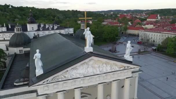 Roof Cathedral Vilnius Old Town Lithuania Gediminas Castle Cathedral Bell — ストック動画