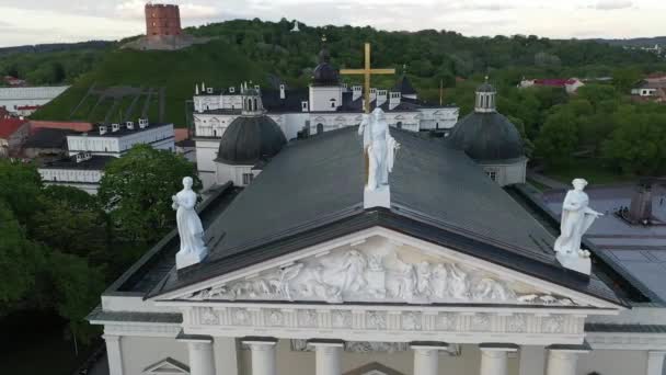 Roof Cathedral Vilnius Old Town Lithuania Gediminas Castle Cathedral Bell — Stockvideo