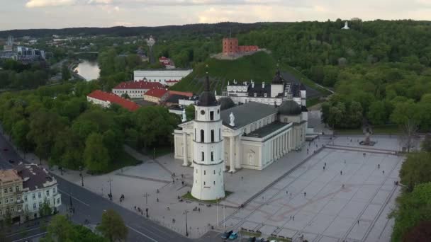 Βίλνιους Παλιά Πόλη Στη Λιθουανία Κάστρο Γεδεών Καθεδρικός Ναός Και — Αρχείο Βίντεο