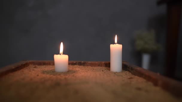Burning Candles Catholic Church Blurry Background Symbol Christian Religious — Vídeos de Stock