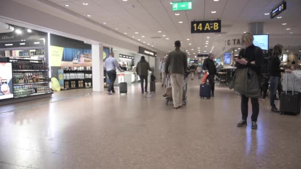 Aeroporto Internacional Estocolmo Arlanda Tax Free Shop Pessoas — Vídeo de Stock