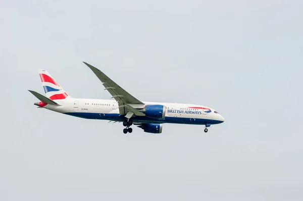 British Airways Airlines Boeing 787 Dreamliner Zbjb Landing London Heathrow — Stock Photo, Image