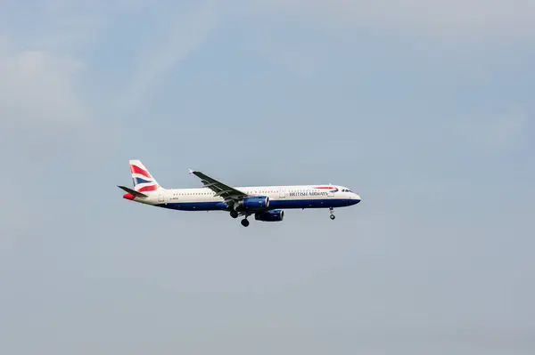 British Airways Airlines Airbus A321 Medf Landing London Heathrow International — Stock Photo, Image