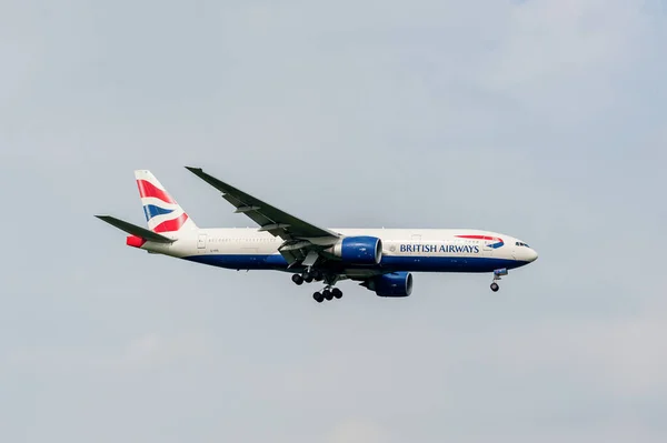 British Airways Airlines Boeing 777 Viid Landing London Heathrow International — Stock Photo, Image