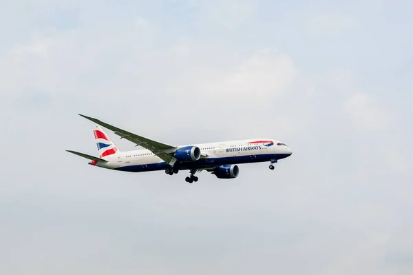British Airways Airlines Boeing 787 Dreamliner Zbkj Landing London Heathrow — Stock Photo, Image