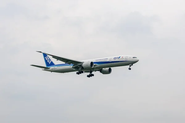 All Nippon Airways Airlines Boeing 777 Ja784A Landing London Heathrow — Stock Photo, Image